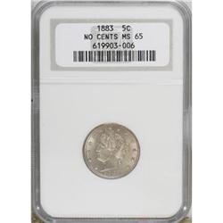 1883 5C No Cents MS65 NGC