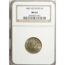 1883 5C No Cents MS65 NGC