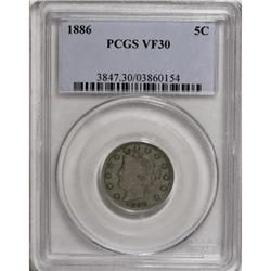 1886 5C VF30 PCGS