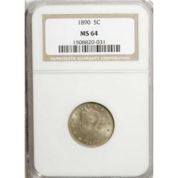 1890 5C MS64 NGC