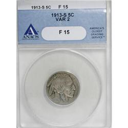 1913-S 5C Type Two F15 ANACS