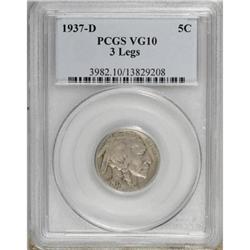 1937-D 5C Three-Legged VG10 PCGS
