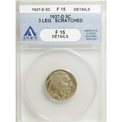 1937-D 5C Three-Legged F15 ANACS