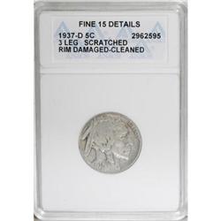 1937-D 5C Three-Legged F15 ANACS