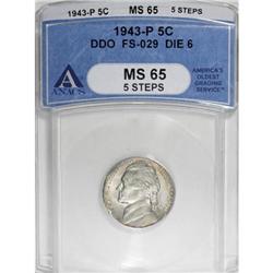 1943-P 5C Doubled Die Full Steps MS65 ANACS