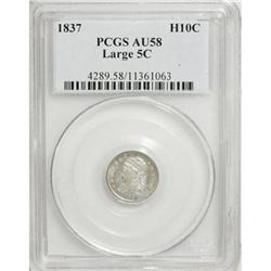 1837 H10C Large 5C AU58 PCGS