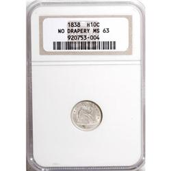 1838 H10C Large Stars, No Drapery MS63 NGC