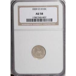 1839-O H10C No Drapery AU58 NGC