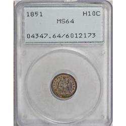 1851 H10C MS64 PCGS