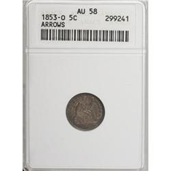 1853-O H10C Arrows AU58 ANACS