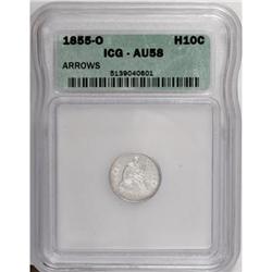 1855-O H10C Arrows AU58 ICG