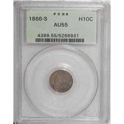 1866-S H10C AU55 PCGS