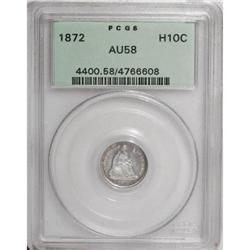 1872 H10C AU58 PCGS