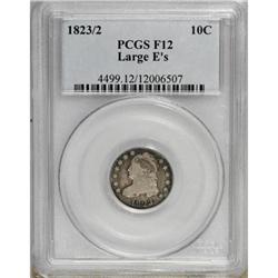 1823/2 10C Large Es F12 PCGS