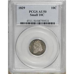 1829 10C Small 10C AU50 PCGS