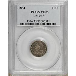 1834 10C Large 4 VF25 PCGS