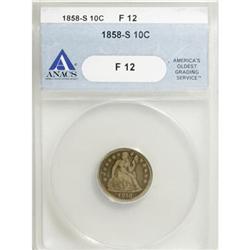 1858-S 10C F12 ANACS
