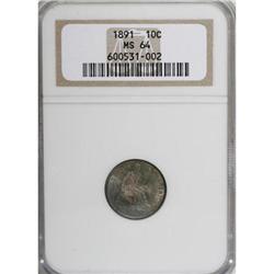 1891 10C MS64 NGC