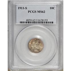 1911-S 10C MS62 PCGS