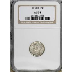 1918-D 10C AU58 NGC
