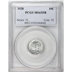 1928 10C Full Bands MS65 PCGS