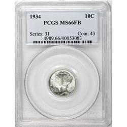 1934 10C Full Bands MS66 PCGS