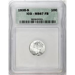1935-S 10C Full Bands MS67 ICG