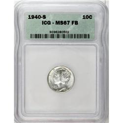 1940-S 10C Full Bands MS67 ICG