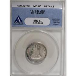 1875-S 20C MS60 ANACS