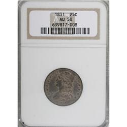 1831 25C Small Letters AU50 NGC