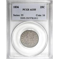 1836 25C AU55 PCGS