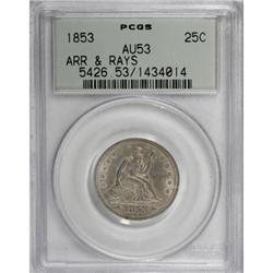 1853 25C Arrows and Rays AU53 PCGS