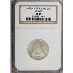 1853/4 25C Arrows and Rays XF45 NGC