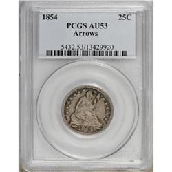 1854 25C Arrows AU53 PCGS