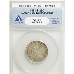 1861-S 25C VF20 ANACS
