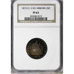 1873 25C No Arrows PR63 NGC