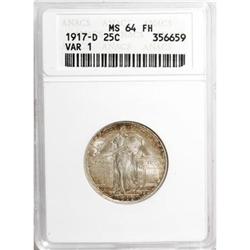 1917-D 25C Type One Full Head MS64 ANACS