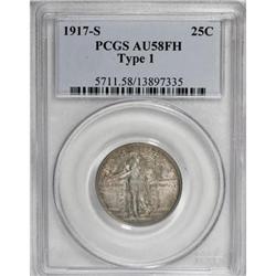 1917-S 25C Type One Full Head AU58 PCGS
