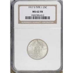 1917-S 25C Type One Full Head MS62 NGC