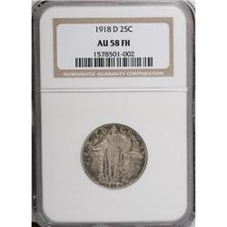 1918-D 25C Full Head AU58 NGC