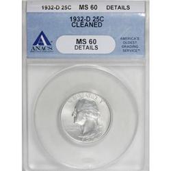 1932-D 25C MS60 ANACS