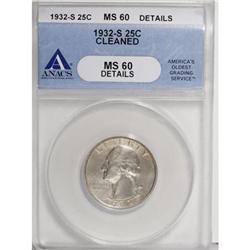 1932-S 25C MS60 ANACS