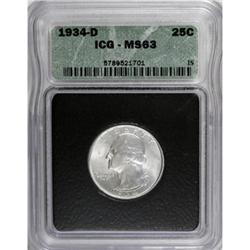1934-D 25C Medium Motto MS63 ICG