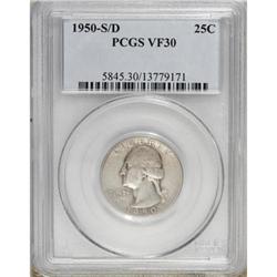 1950-S/D 25C VF30 PCGS