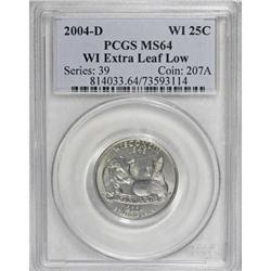 2004-D 25C Wisconsin Extra Leaf Low MS64 PCGS