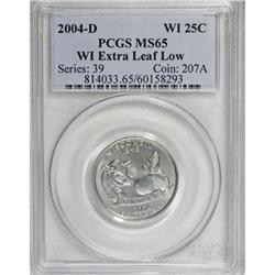2004-D 25C Wisconsin Extra Leaf Low MS65 PCGS