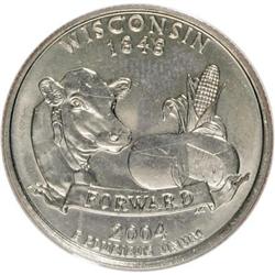 2004-D 25C Wisconsin Extra Leaf High MS64 PCGS