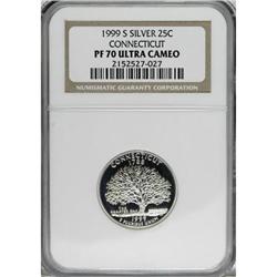 1999-S 25C Connecticut Silver Deep Cameo PR70 NGC
