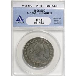 1806 50C Pointed 6, Stem F15 ANACS