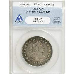 1806 50C Pointed 6, Stem XF40 ANACS
